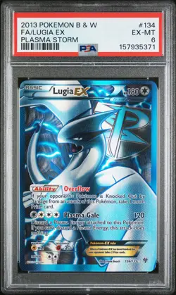 2013 POKEMON BLACK & WHITE PLASMA STORM #134 FULL ART/LUGIA EX PSA 6 - Image 1