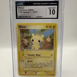 CGC 10 Minun POP Series 1 12/17 2004 Pokemon Gem Mint Vintage Promo - Image 1