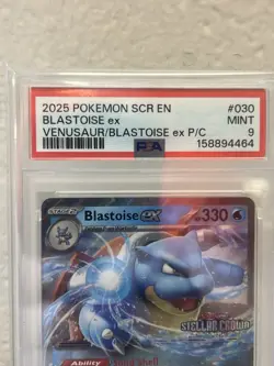 2025 Pokemon Blastoise ex Stamped Stellar Crown Holo 030/142 PSA 9 Mint - Image 2