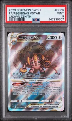 2023 POKEMON SWORD & SHIELD CROWN ZENITH #GG55 FA/REGIGIGAS VSTAR PSA 9 Mint - Image 1