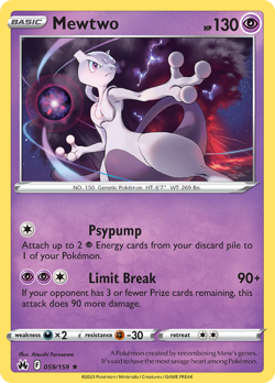 Mewtwo 059/159 Holo Rare Crown Zenith Pokemon Near Mint - Image 1