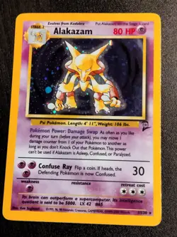Alakazam 1/130 Pokemon TCG Base Set 2 Holo Rare WOTC - Image 1