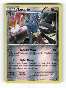 Lucario - 63/124 - Fates Collide - Pokemon - Rare - Reverse Holo NM - Image 1