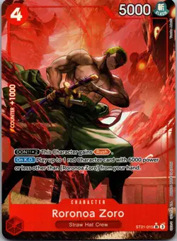 Roronoa Zoro (Parallel) ST21-015 Super Rare Starter Deck EX: Gear 5 One Piece NM - Image 1