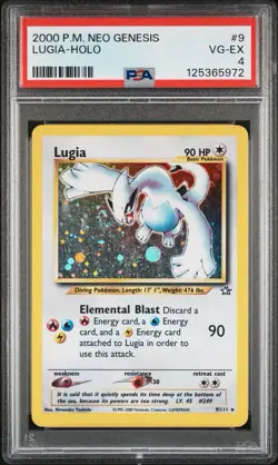 Pokemon TCG Lugia Neo Genesis Holo Rare Card 9/111 PSA 4 NEW CERT - SWIRL - Image 1