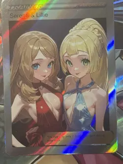 Pokemon Lillie & Serena Anime Waifu Custom DIY Trainer Art Sexy Pokemon card - Image 1