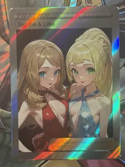 Pokemon Lillie & Serena Anime Waifu Custom DIY Trainer Art Sexy Pokemon card - Image 2