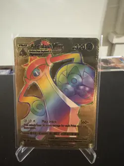 Gold Foil Aegislash VMAX Rainbow Fan Art Display Card NM - Image 1