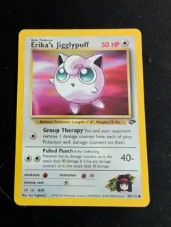Erika's Jigglypuff 69/132 Common Gym Challenge Pokemon Unlimited Heavily Played - Image 1