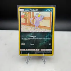 Pokemon Card Alolan Meowth Cosmic Eclipse Reverse Holo 128/236 Near Mint - Image 1