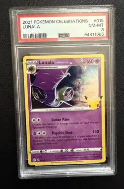 2021 POKEMON CELEBRATIONS #015 LUNALA PSA 8 - Image 1