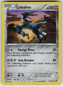 Cobalion 91/113 Holo Rare Legendary Treasures Pokemon Lightly Played - Image 1
