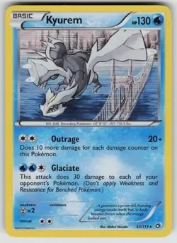 Kyurem 43/113 Holo Rare Legendary Treasures Pokemon Lightly Played - Image 1