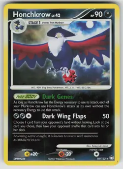 Honchkrow 10/123 Rare Mysterious Treasures Pokemon Reverse Holo LP - Image 1