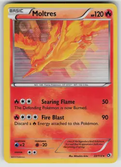 Moltres 22/113 Holo Holo Rare Legendary Treasures Pokemon Moderately Played - Image 1