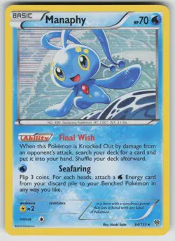 Manaphy 34/135 Holo Rare Plasma Storm Pokemon Lightly Played - Image 1