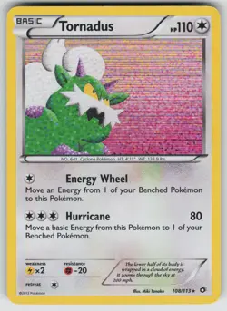 Tornadus 108/113 Holo Rare Legendary Treasures Pokemon Lightly Played - Image 1