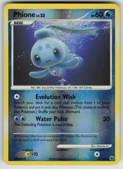 Phione 12/10 Rare Majestic Dawn Pokemon Reverse Holo Moderately Played - Image 1