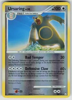 Ursaring 38/123 Rare Mysterious Treasures Pokemon Reverse Holo Moderately Played - Image 1