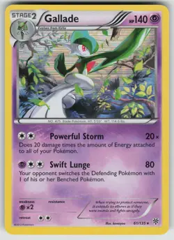 Gallade 61/135 Holo Rare Plasma Storm Pokemon Near Mint - Image 1