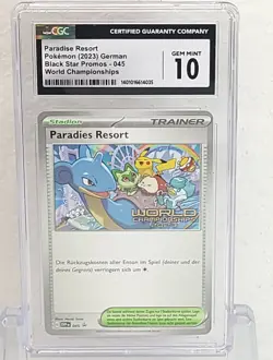2023 Pokemon Paraside Resort German Black Star Promo World Championship CGC 10 - Image 1