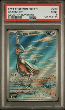 2024 POKEMON SSP EN-SURGING SPARKS ILLUSTRATION RARE #209 SKARMORY PSA 9 - Image 1