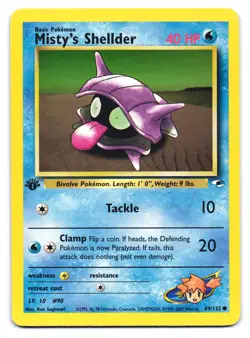 Misty's Shellder 89/132 Common Gym Heroes Pokemon 1st Edition HP - Image 1