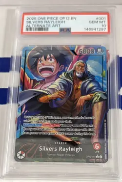 One Piece Silvers Rayleigh OP12-001 PSA 10 Alt Art One Piece Monkey D Luffy - Image 1