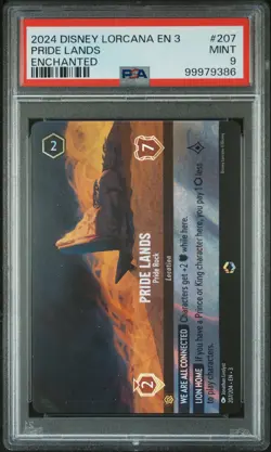 2024 DISNEY LORCANA EN 3-INTO THE INKLANDS #207 PRIDE LANDS - PRIDE ROCK PSA 9 - Image 1