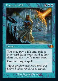 1x Force of Will -- Retro Frame - Foil NM-Mint, English Dominaria Remastered MTG - Image 1