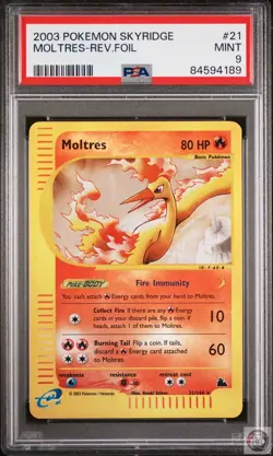 Moltres Reverse Holo 21/144 Skyridge Pokemon PSA 9 - Image 1