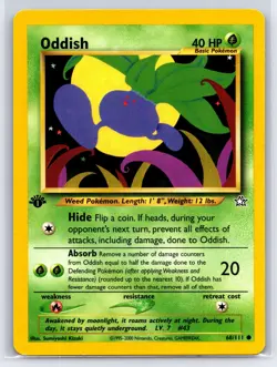 2000 Pokemon TCG - Neo Genesis Oddish 68/111 1st Edition Common - LP - Image 1