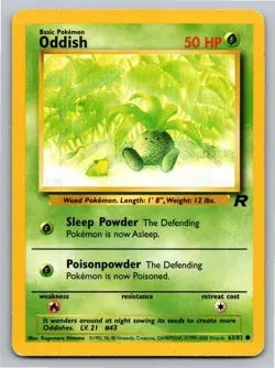 Oddish 63/82 Common Team Rocket Pokemon Unlimited Heavily Played - Image 1