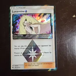 Lusamine Prism Star Holo Rare SM - Lost Thunder 182/214 NM Pokemon Card TCG 2018 - Image 1