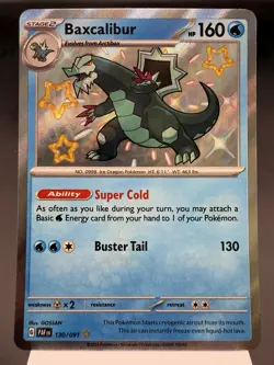 Baxcalibur 130/091 - Shiny Holo Rare - Paldean Fates Pokemon Card MINT - Image 1