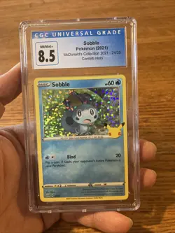 2021 Pokemon McDonald's Sobble 24/25 Confetti Holo Card Graded 8.5 CGC Grading - Image 1