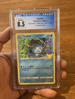 2021 Pokemon McDonald's Sobble 24/25 Confetti Holo Card Graded 8.5 CGC Grading - Image 2