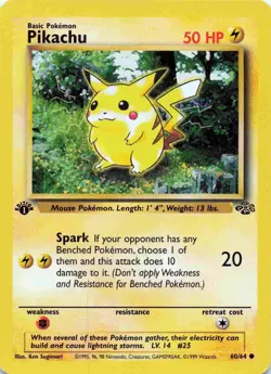 Pokemon Pikachu Jungle 1st Edition 60/64 Rare Vintage 1999 - Image 1