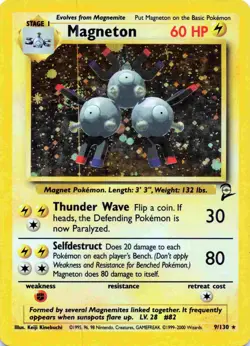 1999 TCG Pokemon Magneton 009/130 Base Set 2 Holo - Image 1