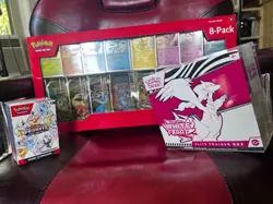 Pokemon TCG Bundle Sealed Lot Prismatic Evolutions 8 Mini Tin 6 Pack White Flare - Image 1