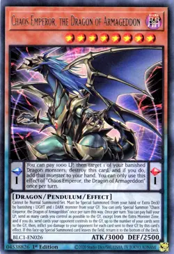 YUGIOH Chaos Emperor, the Dragon of Armageddon - BLC1-EN026 - Ultra 1st ED - NM - Image 1