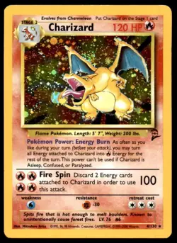 Pokemon TCG 2000 Base STAGE Set 2 - Charizard 4/130 - Rare Holo Card LP/ EX-MT - Image 1