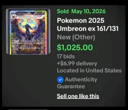 🔥POP 1🔥 Pokemon 2025 Umbreon ex 161/131 SIR Prismatic Evolutions ESP PSA 8.5 - Image 4