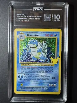 Pokemon TAG 10 GEM MINT Celebrations Blastoise 2/102 Classic Collection Holo - Image 1