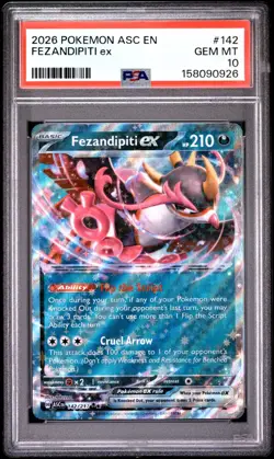 2026 Pokemon Ascended Heroes EN Fezandipiti Double Rare 142/217 PSA 10 - Image 1