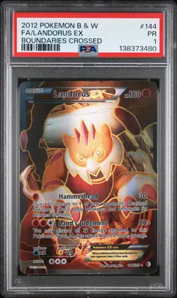 2012 POKEMON BLACK & WHITE BOUNDARIES CROSSED #144 FULL ART/LANDORUS EX PSA 1 - Image 1