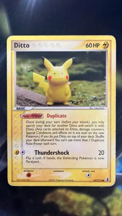 Pokemon TCG Ditto (Pikachu) 063/113 Delta Species 2005 Reg Common Eng 60 HP - Image 1