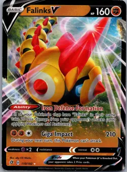 Falinks V 110/192 Rebel Clash Pokemon TCG Holo V Rare NM - Image 1
