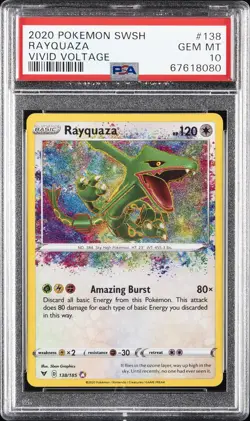 2020 POKEMON SWORD & SHIELD VIVID VOLTAGE #138 RAYQUAZA PSA 10 - Image 1