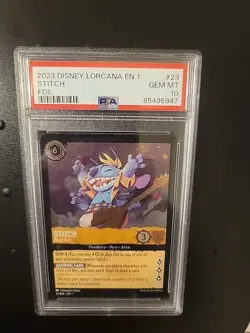 Stitch Rock Star 23/204 Disney Lorcana Cold Foil 10 GEM MINT Graded LOW POP - Image 1